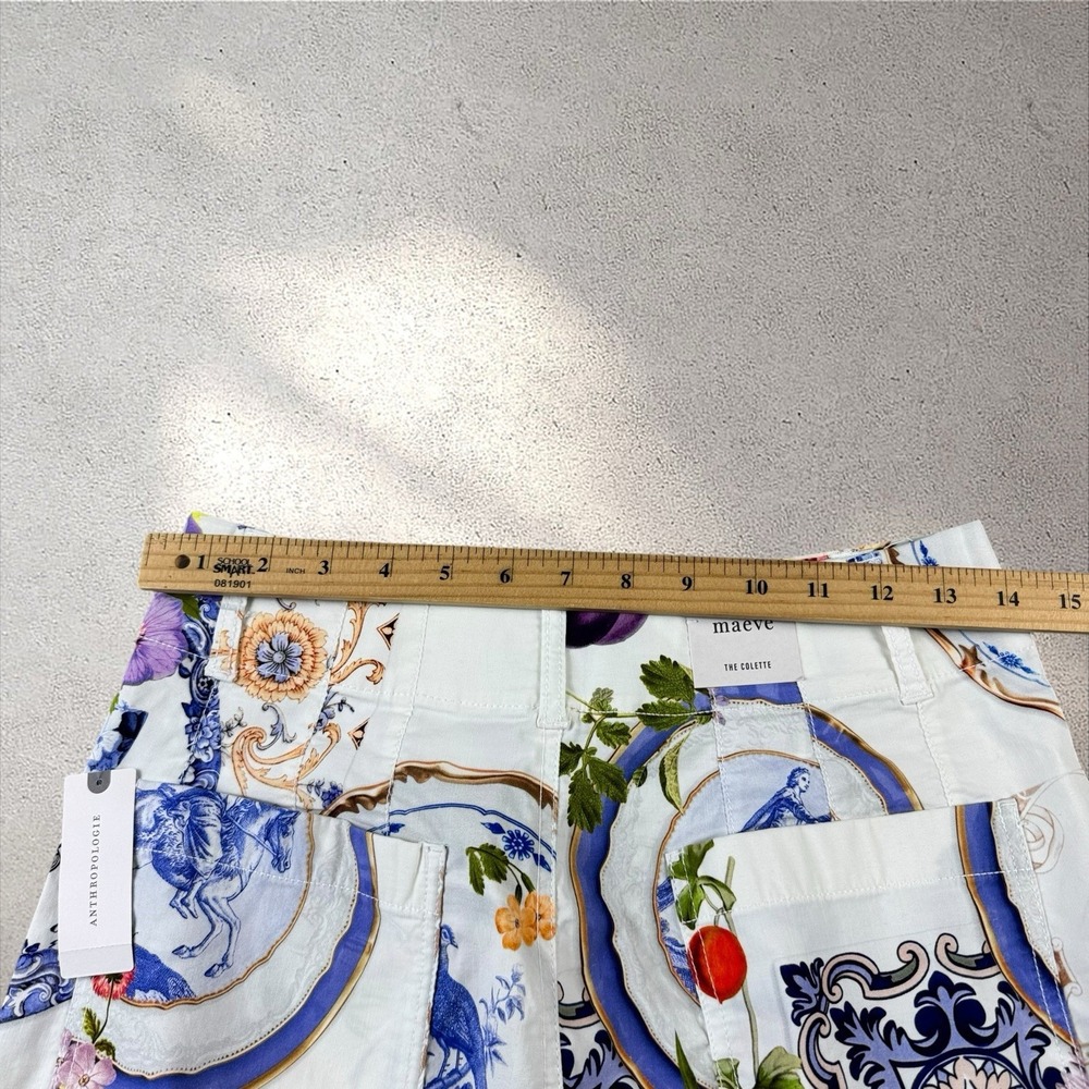 Anthropologie Colette Crop Wide-Leg Pants Sz 27 Maeve Floral Scarf Tapestry NWT - Picture 7 of 8